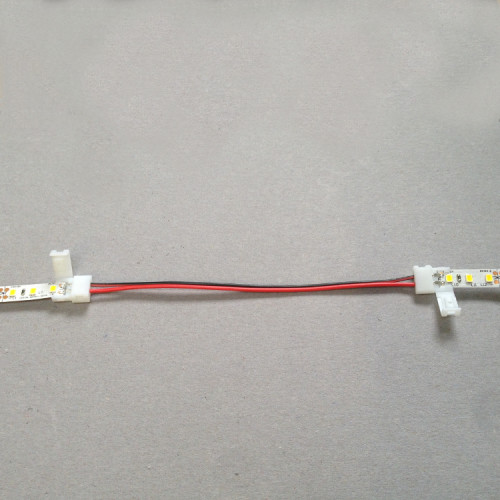 Verl&auml;ngerungs f&uuml;r einfarbige Strips / Connector f&uuml;r 5050 LED Strips mit bis zu 60 LEDs/ Meter / L&ouml;tfreie Steckverl&auml;ngerung / 2 Polig, f&uuml;r 10mm breite Strips / Verbindungskabel: 15cm l&auml;nge