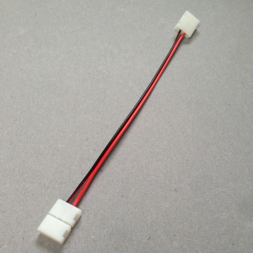 Verlängerung für einfarbige Strips / Connector für 3528 SMD LED Strips mit bis zu 60 LEDs/ Meter / Lötfreie Steckverlängerung / 2 Polig, für 8mm breite Strips / Verbindungskabel: 15cm länge