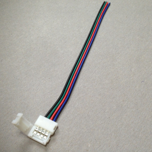 Connector für RGB Strips / Connector für 5050 SMD LED Strips mit bis zu 60 LEDs/ Meter / Lötfreie Steckverbinder / 4 Polig, für 10mm breite Sstrips / Verbindung mit 15cm Kabel / Einspeisungskabel 
