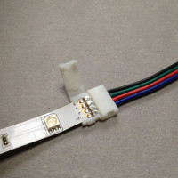 RGB Strip Connector / Connector for 5050 SMD LED Strips with 60 LEDs/ meter / Solderless connectors / 4 poles /for 10mm wide strips / Connection with 15cm cable / power cable for RGB