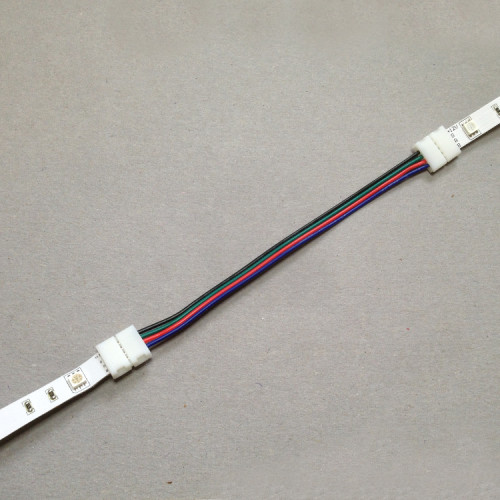 Verlängerung für RGB Strips / Connector für 5050 LED Strips mit bis zu 60 LEDs/ Meter / Lötfreie Steckverlängerung / 4 Polig, für 10mm breite Strips / Verbindungskabel: 15cm länge