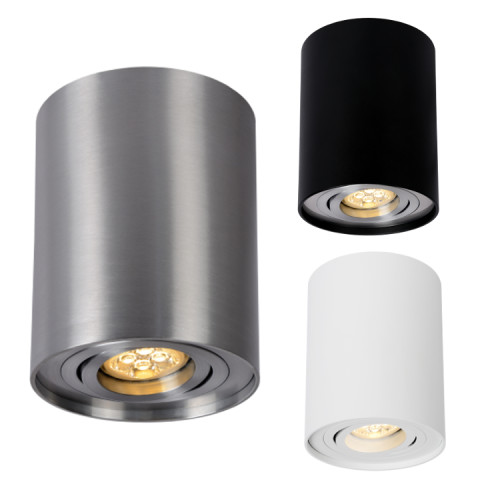 LED CHLOE, ceiling mounted luminaire, ceiling luminaire for mounting / GU10 socket, max. 10W, aluminum, diameter: 96mm, height: 125mm, color options: white, black and silver