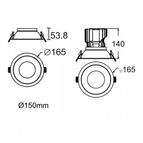 XXL mounting frame, mounting ring downlight / round, no swiveling, die-cast aluminum in white, lamp diameter: 90 mm