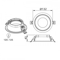 XXL mounting frame, mounting ring downlight / round, no swiveling, die-cast aluminum in white, lamp diameter: 82 mm