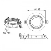 XXL mounting frame, mounting ring downlight / round, swiveling, die-cast aluminum in white, lamp diameter: 82 mm