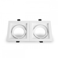 XXL 2x Einbaurahmen, Einbauring Downlight / eckig, schwenkbar, Aluminium Druckguss in weiß, Leuchtmittel Durchmesser: 82 mm