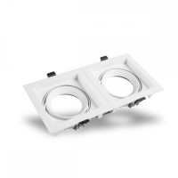 XXL 2x mounting frame, mounting ring downlight / square, swiveling, die-cast aluminum in white, lamp diameter: 82 mm