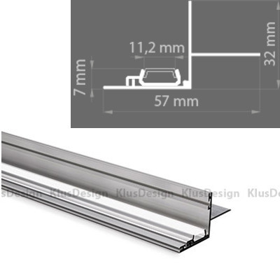 Aluminum profile 035, KLUS NISA - NI KPL. -18029NA, anodized, ideal for max. 10.8 mm wide LED strips, suitable for niche lighting, 1 meter