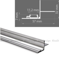 Aluminium Profil 035, KLUS NISA - NI KPL. -18029NA, eloxiert, ideal für max.10,8 mm breite LED Streifen, geeignet für Nischenbeleuchtung, 2 Meter