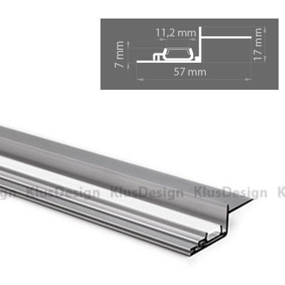 Aluminum profile 036, KLUS NISA - KRA KPL. -18026NA , anodized, ideal for max. 10.8 mm wide LED strips, suitable for niche lighting, 1 meter