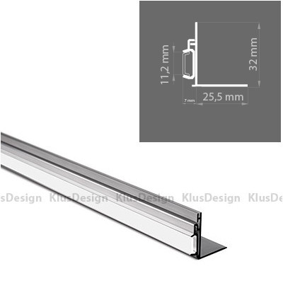 Aluminum profile 037, NISA - KON KPL. -18027NA , anodized, ideal for max. 10.8 mm wide LED strips, suitable for niche lighting, 2 meter