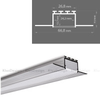 Aluminum profile 039, KOZUS - B7823NA, suitable for recessed mounting and for creating light lines in the wall and ceiling surfaces, 1 meter
