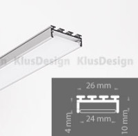 Aluminum profile 040, GIZA - B5556ANODA, suitable for creating lines of light in the wall and ceiling surfaces, 2 meters