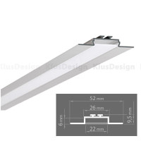 Aluminium Profil 041, OPAC-30 PROFIL - B6164ANODA, ideal für 2 LED Streifen mit 10mm breite, 1 Meter