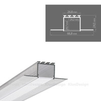 Aluminium Profil 042, KOZEL PROFIL - B6454NA, ideal für 2 LED Streifen mit max. 10mm breite, 1 Meter