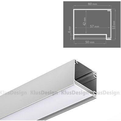Aluminum profile IKON KPL. - 18013ANODA, space for power supplies, anodized, 2 meter