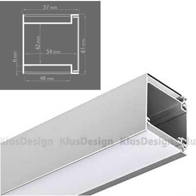 Aluminiumprofil IDOL KPL. 18014ANODA, Raum für Netzgeräte, eloxiert, einfache Montage, Beleuchtung nach unten und oben, 1 Meter