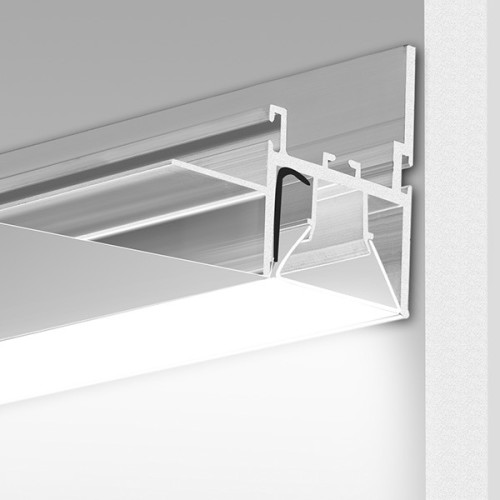 Aluminum profile for architectural light lines in stretch ceilings or plasterboard constructions, suitable for edge constructions and wall mounting, FOLED-BOK profile 060, B8334V1NA, not anodised, 1 meter