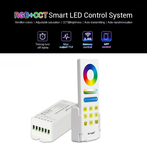 MIBoxer / RGB+CCT Smart LED Control Systemr/ LED Strip Controller mit Fernbedienung / Einstellungsoptionen: 16 Millionen Farben, Sättigung, Helligkeit und Farbtemperatur, Timer-Funktion / Wireless Light Control / Kabellose Lichtsteuerung / FUT045A