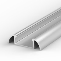 Aluminum profile P2-1, easy installation, ideal for LED strips, color options: silver anodized, black or white, 1 meters