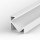 Aluminum profile P3-1, easy installation, ideal for LED strips, color options: silver anodized, black or white, 1 meter