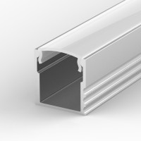 Aluminum profile P5-1, simple installation, ideal for LED strips, color options: silver anodized, black or white, 1 meter