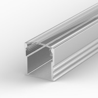 Aluminum profile P5-1, simple installation, ideal for LED strips, color options: silver anodized, black or white, 2 meter