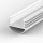 Aluminum profile P8-1, ideal for LED strips, color options: silver anodized, black or white, 2 meter