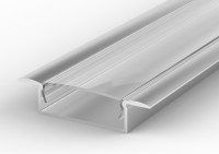Aluminium Profil P14-1,  ideal für LED-Strips, Einlassprofil, Farbvarianten: silber eloxiert, schwarz, weiß, 2 Meter