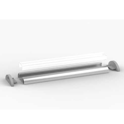 Set - Aluminium Profil P2-1, ideal für LED-Strips, Silber eloxiert, Profil  + Abdeckung + Endkappen, 1 Meter