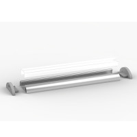 Set - aluminum profile P2-1, ideal for LED strips, silver anodized, profile + cover + end caps, 1 meter
