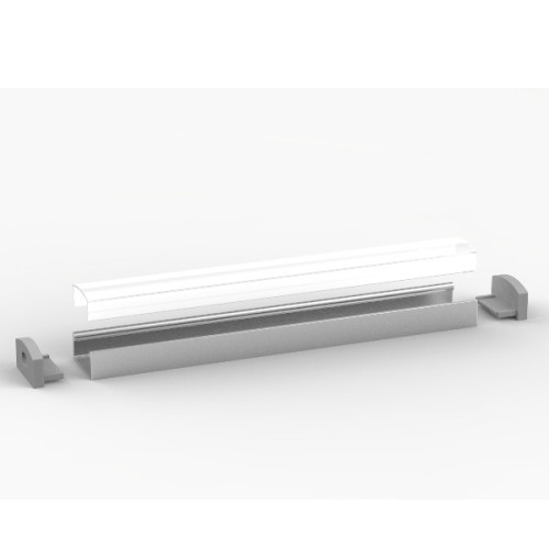 Set - Aluminium Profil P4-1, ideal f&uuml;r LED-Strips, Silber eloxiert, Profil  + Abdeckung + Endkappen, 2 Meter