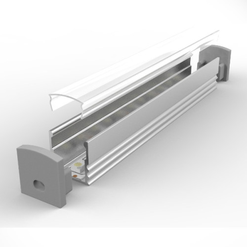 Set - Aluminium Profil P5-1, ideal für LED-Strips, Silber eloxiert, Profil  + Abdeckung + Endkappen, 2 Meter