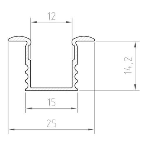 Set - Aluminium Profil P18-1, ideal für LED-Strips, Silber eloxiert, Profil  + Abdeckung + Endkappen, 2 Meter
