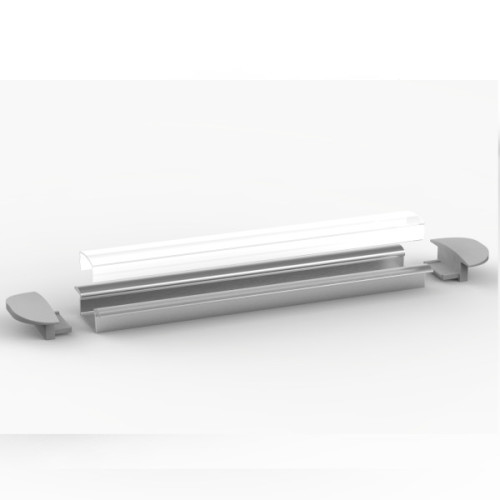 Set - Aluminium Profil P6-1, Einlassprofil,  ideal für LED-Strips, Silber eloxiert, Profil  + Abdeckung + Endkappen, 1 Meter