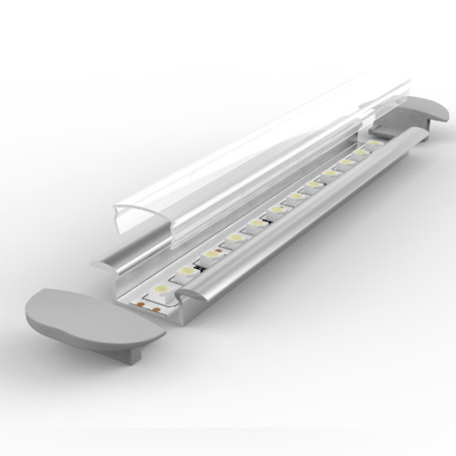 Set - Aluminium Profil P6-1, Einlassprofil,  ideal für LED-Strips, Silber eloxiert, Profil  + Abdeckung + Endkappen, 2 Meter