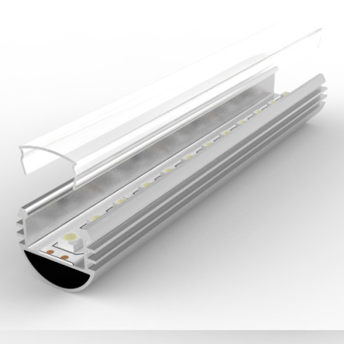 Set - aluminum profile P8-1, ideal for LED strips, silver anodized, profile + cover, 2 meter