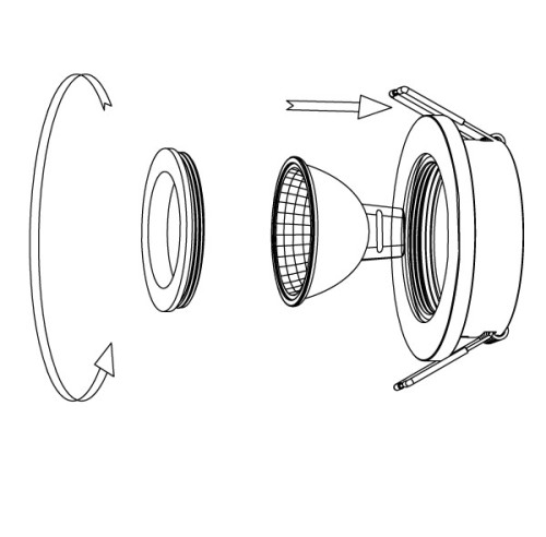 Deckeneinbaurahmen schwenkbar schwarze Ringe rund &Oslash; 73mm