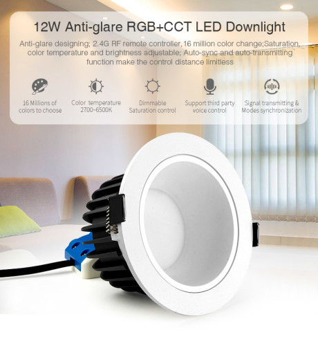 MIBoxer Anti-glare RGB+CCT LED Downlight  / 12W, Lumen: 800lm, Abstrahlwinkel: 60°, RGB: 16 millionen Farben,  CCT:  2700 - 6500K, Lochgröße: ø95~100mm/ FUT071
