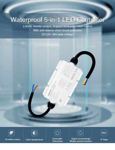 Waterproof 5-in-1 LED Controller, LS2-WP