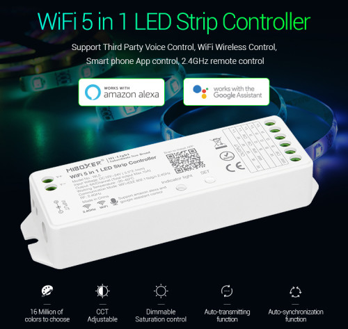 WiFi 5 in 1 LED Strip Controller DC12~24V 6A/Channel 15mA  WL5