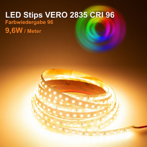 LED STRIP VERO WARMWEISS (2700K) CRI 96 48W 5 METER 24V IP20