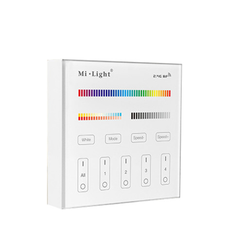 MiBoxer/ 4-Zone RGB+CCT Smart Panel Remote Controller / geeignet für einfarbig, CCT, RGB, RGB +W-WW, RGB+CCT / Wandmontage / universal Fernbedienung / kabellose Lichtsteuerung / Wireless Control / B4B schwarz
