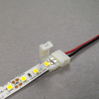 Single Color Connector / Connector for 3528 LED Strips with 60 LEDs/ meter / Solderless connectors / 2 poles /for 8mm wide strips / Connection with 15cm cable / power cables