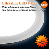 LED Panel Ultraflach Rund zum Einbauen, Maße: 223mm(AUS) 203mm(LOCH), 15W, 850 Lumen, 5800-6000K  Weiß, Gehäuse in silber aus Aluminium, Dimmbar: 1-10V (Optional)/ Dali (Optional)